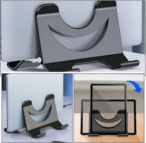OSALADI Laptop Vertical Stand Cooling Holder Adjustable Height Laptop Riser with Feet Support for Desk and Couch Use, Black Portable Notebook Bracket for Improved Ventilation in Kuwait