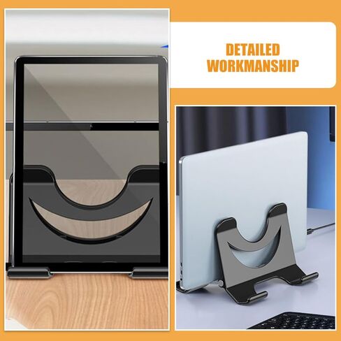 OSALADI Laptop Vertical Stand Cooling Holder Adjustable Height Laptop Riser with Feet Support for Desk and Couch Use, Black Portable Notebook Bracket for Improved Ventilation in Kuwait