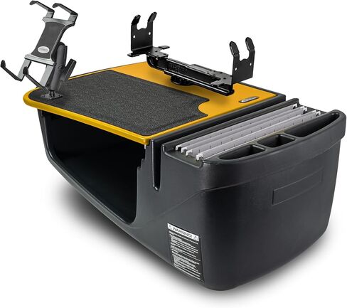AutoExec Efficiency GripMaster Car Desk for Your Vehicle Workstation and Mobile Office, Sunset Orange, with Printer Stand and Tablet Mount in Kuwait