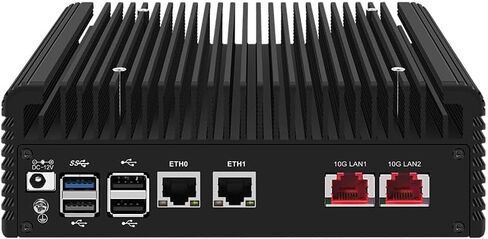 كمبيوتر صغير بدون مروحة، Alder Lake N200 (يصل إلى 3.7 جيجا هرتز) 8G DDR5 RAM 128G M.2 NVMe SSD، أجهزة جدار الحماية IntelX550-T2 2x10GbE RJ45، 2x2.5GbE LAN OPNsense Appliance، AES-NI، 2HD، TF/WiFi 6,2SATA in Kuwait