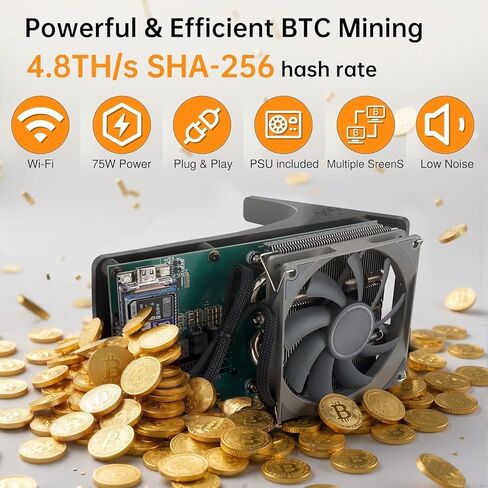 Nerdqaxe++ Bitcoin Miner، 4.8 TH/s، 4X BM1370 Chip، 2.4G Wi-Fi، مصدر مفتوح، آلة تعدين التوصيل والتشغيل in Kuwait