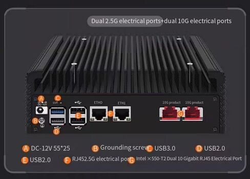 Fanless Mini PC,Alder Lake N200 (Up to 3.7GHz) NO DDR5 RAM NO M.2 NVMe SSD,Firewall Hardware IntelX550-T2 2x10GbE RJ45, 2x2.5GbE LAN OPNsense Appliance,AES-NI, 2HD, TF/WiFi 6,2SATA in Kuwait