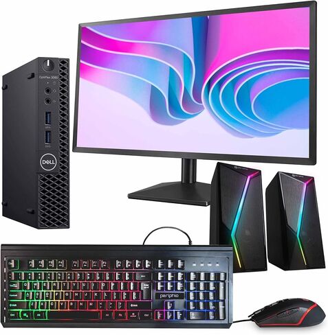 Dell OptiPlex 3060 Mini PC | Intel Core i5 8th Gen Hexa Core | 16GB RAM | 1TB SSD | Windows 11 Pro | 24" LCD Monitor | WiFi + Bluetooth | RGB Speaker | (Renewed) in Kuwait