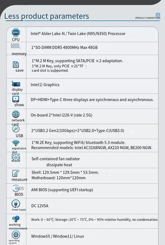 Mini PC, Alder Lake N350 (up to 3.9GHz),Mini Computer 8G DDR5 RAM 128G PCIe M.2 SSD,Desktop Computer 4K DP+HDMI+Type-C/USB3.2/WiFi 6/Bluetooth/TF card slot/2.5GbE RJ45 for Home Office, Business in Kuwait