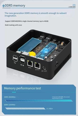 Mini PC, Alder Lake N350 (up to 3.9GHz),Mini Computer 8G DDR5 RAM 128G PCIe M.2 SSD,Desktop Computer 4K DP+HDMI+Type-C/USB3.2/WiFi 6/Bluetooth/TF card slot/2.5GbE RJ45 for Home Office, Business in Kuwait