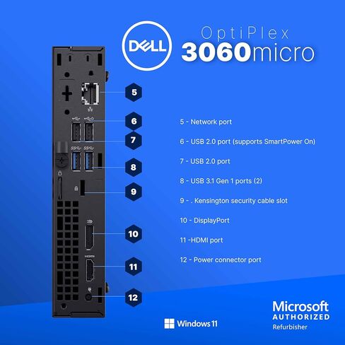 كمبيوتر Dell OptiPlex 3060 الصغير | انتل كور i5 الجيل الثامن سداسي النواة | 16 جيجا رام | 500 جيجا اس اس دي | ويندوز 11 برو | واي فاي + بلوتوث | (متجدد) in Kuwait