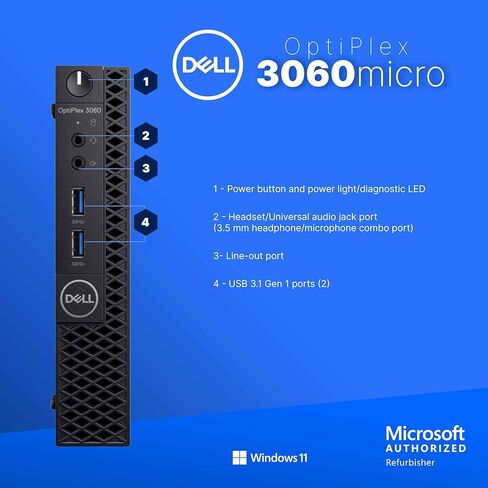 كمبيوتر Dell OptiPlex 3060 الصغير | انتل كور i5 الجيل الثامن سداسي النواة | 16 جيجا رام | 1 تيرابايت اس اس دي | ويندوز 11 برو | شاشات LCD مزدوجة مقاس 24 بوصة | WiFi + Bluetooth | مكبر صوت RGB | (متجدد) in Kuwait