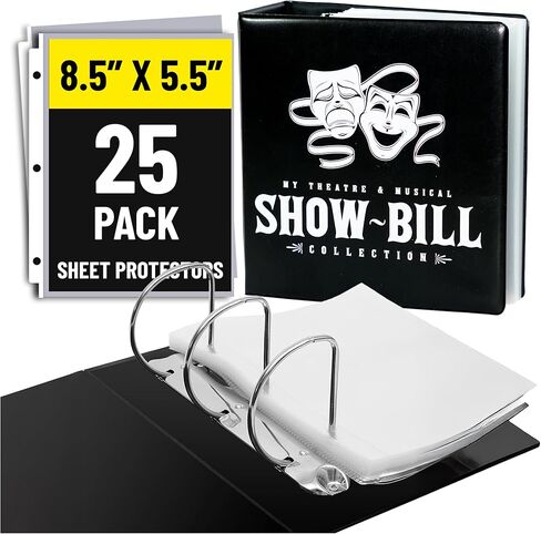 Show-Bill D-Ring Binder for Broadway and Theatre Show-Bills, Comes with 25 Sheet Protectors to Hold and Organize All Your Stage Collections in Kuwait