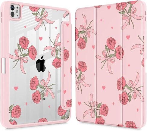 حافظة لجهاز iPad Pro مقاس 11 بوصة M5/M4 2025/2024 (الجيل السادس/الخامس)، مع [حامل قلم رصاص مدمج] غطاء مقاوم للصدمات مع غطاء خلفي شفاف شفاف وتنشيط/نوم تلقائي - طوابع الصيف in Kuwait