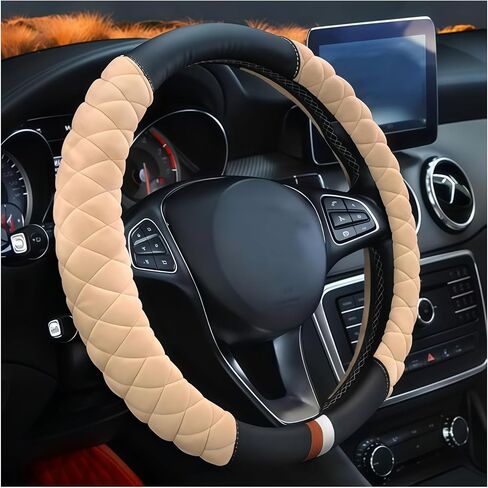 Car Steering Wheel Cover, Anti Slip Fluffy Vehicle Wheel Protector, 15 Inch Winter Plush Warm Automotive Wheel Protection Cover Accessories, Universal for SUV, Sedan, Truck(Red) in Saudi Arabia