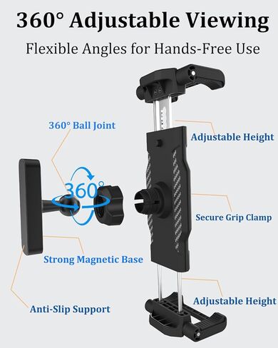حامل تابلت مغناطيسي للأسطح المعدنية، لحامل iPad للجراج وورش العمل، قاعدة مغناطيسية قوية مع لوحة لاصقة أو لولبية، قابلة للتعديل 360 درجة، تناسب الأجهزة اللوحية والهواتف مقاس 6-15.6 بوصة in Kuwait