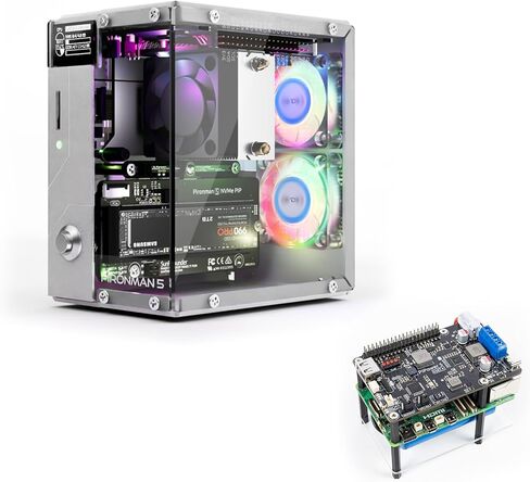Pironman 5 NVMe M.2 SSD PCIe Case with PiPower 5 5V/5A UPS HAT Power Supply in Kuwait