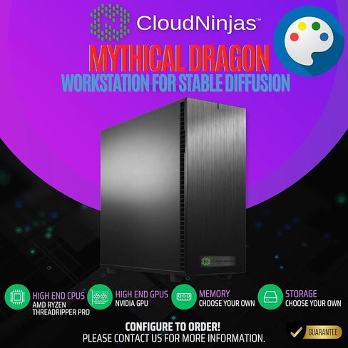 Cloud Ninjas Workstation for Stable Diffusion Threadripper 9960X 2X NVIDIA RTX 5090 32GB 256GB DDR5 ECC Reg NVMe M.2 in Kuwait