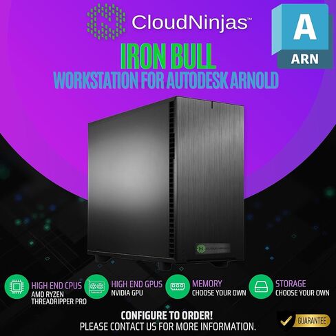 Cloud Ninjas AI Workstation Designed for Autodesk Arnold Ryzen Threadripper 9960X 4.2GHz 24 Core Geforce RTX PRO 4000 Blackwell SFF 24GB 128GB ECC Reg DDR5 1TB 2TB M.2 NVMe 1600W PSU in Kuwait