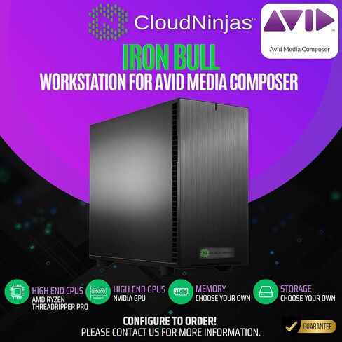 Cloud Ninjas AI Workstation Designed for Avid Media Composer Ryzen Threadripper 9960X 4.2GHz 24 Core Geforce RTX PRO 4000 Blackwell SFF 24GB 128GB ECC Reg DDR5 1TB 2TB M.2 NVMe 1600W PSU in Kuwait