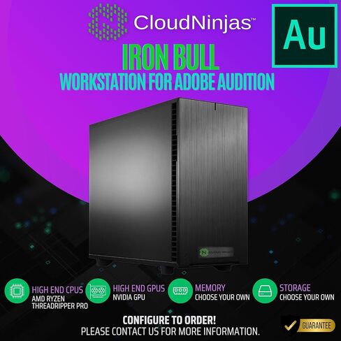 محطة عمل Cloud Ninjas AI مصممة لـ Adobe Audition Ryzen Threadripper 9970X 4.0 جيجا هرتز 32 Core Geforce RTX 5080 16GB GPU 128GB ECC Reg DDR5 1TB 4TB M.2 NVMe 1600W PSU CPU Cooler إنتاج الصوت in Kuwait