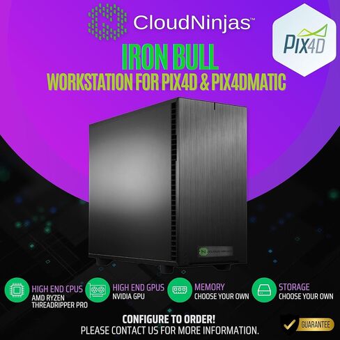 محطة عمل Cloud Ninjas AI مصممة لـ Pix4D Pix4Dmatic Ryzen Threadripper 9970X 4.0 جيجا هرتز 32 Core Geforce RTX 5080 16GB GPU 256GB ECC Reg DDR5 1TB 4TB M.2 NVMe 1600W PSU 360mm CPU Cooler in Kuwait