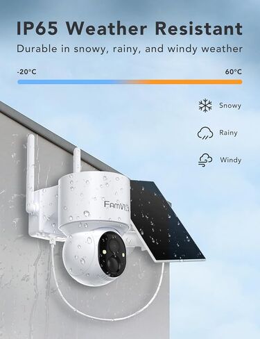 2K Solar Security Cameras Wireless Outdoor, 360°PTZ Battery Powered Cameras for Home Security, 2.4G WiFi Outdoor Camera with Color Night Vision, IP66 Waterproof, Motion Sensor Alarm, White-4P in Kuwait