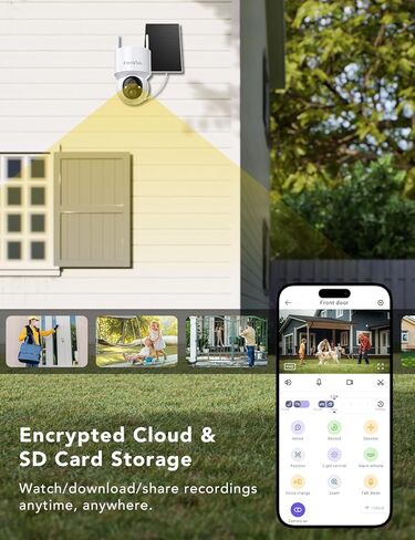 2K Solar Security Cameras Wireless Outdoor, 360°PTZ Battery Powered Cameras for Home Security, 2.4G WiFi Outdoor Camera with Color Night Vision, IP66 Waterproof, Motion Sensor Alarm, White-4P in Kuwait