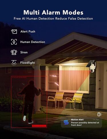 2K Solar Security Cameras Wireless Outdoor, 360°PTZ Battery Powered Cameras for Home Security, 2.4G WiFi Outdoor Camera with Color Night Vision, IP66 Waterproof, Motion Sensor Alarm, White-4P in Kuwait