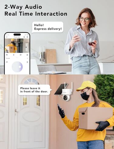 2K Solar Security Cameras Wireless Outdoor, 360°PTZ Battery Powered Cameras for Home Security, 2.4G WiFi Outdoor Camera with Color Night Vision, IP66 Waterproof, Motion Sensor Alarm, White-4P in Kuwait