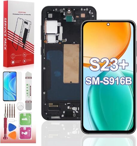 شاشة OLED لهاتف Samsung Galaxy S21 Plus 5G بديلة لشاشة Galaxy S21 Plus SM-G996B SM-G996U OLED مجموعة رقمية لشاشة تعمل باللمس مع أدوات (مع بصمة الإصبع، إطار أسود) in Kuwait