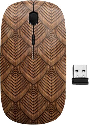 ماوس USB لاسلكي بتردد 2.4 جيجا هرتز، منحوت على نمط خشبي، فأرة كمبيوتر نحيفة ومريحة للأطفال in Kuwait