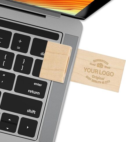 محرك أقراص فلاش USB خشبي مخصص من JBOS سعة 8 جيجابايت - 50 حزمة مع صندوق هدايا خشبي - محركات أقراص كبيرة مخصصة بحجم الإبهام USB 2.0 للهدايا والأحداث واستخدام الأعمال - خشب القيقب/الجوز in Kuwait