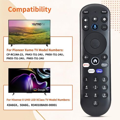 New Remote Control Replacement for pioneer xumo TV CP-RC1NA-23, without Voice Function for Hisense X UHD LED XClass TV CP-RC1NA-23 PN43-751-24U MG3-R34010/297107 PN50-751-24U PN55-751-24U PN65-751-24U in Kuwait
