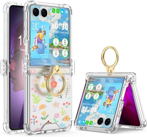 حافظة شفافة لهاتف Z Flip 7 حافظة على شكل زهرة مضادة للصدمات لهاتف Galaxy Z Flip 7 لهاتف Samsung Z Flip 7 2025 5G - F in Kuwait