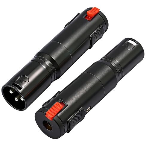 محول XLR ذو 3 دبابيس XLR إلى 6.35 مم AUX مع موصل كابل توصيل محول القفل، غلاف من سبائك الزنك مطلي بالنيكل، مقبس دبوس نحاسي بالكامل باللون الأسود والفضي (أسود، أنثى XLR إلى 6.35 مم أنثى قطعتان) in Kuwait