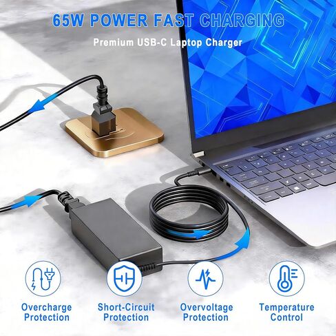 65W 45W USB C Laptop Charger for HP Envy Spectre EliteBook x360 Pavilion Chorome Book x360 Omnibook Elite x2 Travel Type C Power Cord Ac Adapter in Kuwait