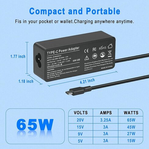 65W 45W USB C Laptop Charger for HP Envy Spectre EliteBook x360 Pavilion Chorome Book x360 Omnibook Elite x2 Travel Type C Power Cord Ac Adapter in Kuwait