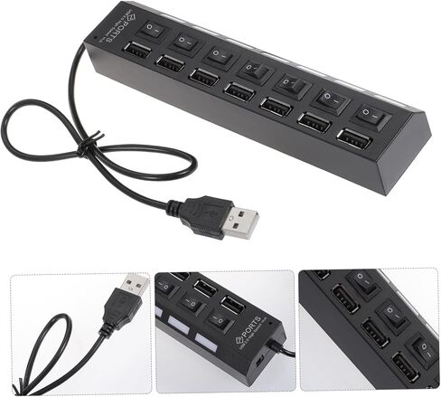 USB Hub Port Splitter LED مؤشر موسع USB عالي السرعة لأجهزة الكمبيوتر المحمولة مركز البيانات المحمول لماوس لوحة المفاتيح in Kuwait