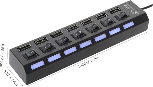 USB Hub Port Splitter LED مؤشر موسع USB عالي السرعة لأجهزة الكمبيوتر المحمولة مركز البيانات المحمول لماوس لوحة المفاتيح in Kuwait