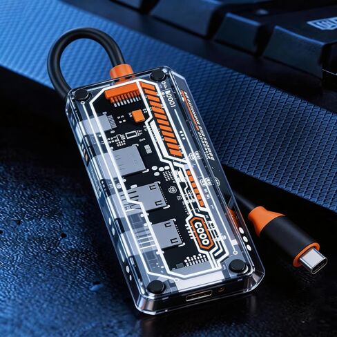 【Transparent】 5-in-1 Type-C Docking Station,4X USB3.0 Hub Ports,USB-C PD,Plug&Play,OTG,5Gbps High Speed Data Transfer,Compatible with MacBook,iPhone,iPad,iMac,PC,Laptop,Surface,XPS,Dell,HP in Kuwait