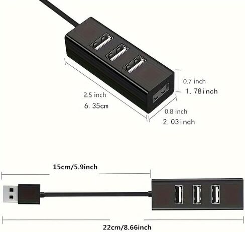 1 Unit of a Universal USB Hub with 4 Ports, Featuring Individual Switches for Connecting a Mouse, Keyboard, and Memory Cards in Kuwait