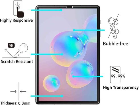 (2 PACK) Compatible for Samsung Galaxy Tab S5e (T725, T720), Tab S6 10.5 inch 2019 Screen Protector Anti-Scratch Easy Installation Bubble Free Tempered Glass, Transparent in Kuwait
