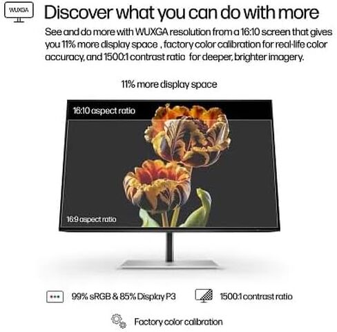 HP Series 7 Pro 24" WUXGA IPS Monitor with 5ms Response Time, Anti Glare, Flicker Free, Tilt, Swivel, Pivot, VESA Mount (100mm), Displayport, HDMI & Dockztorm USB Port Expander, Black/Silver Color in Kuwait
