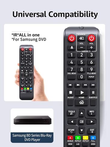 Universal Remote Control AK59-00149A Replacement Remote for Samsung DVD blu ray Player DVD BLU RAY DISC Player BD-J5700 BD-J5100 BD-ES5000 BD-ES5300 BD-F5100 BD-FM57C BD-HM59 in Kuwait