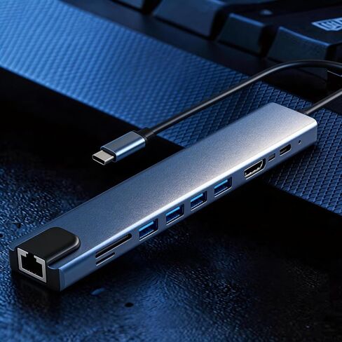 【10 في 1】 قاعدة توصيل USB-C، HDMI 4K@30 هرتز، RJ45، SD/TF، ​​100W PD، USB3.0، USB2.0x3، USB-C، OTG، التوصيل والتشغيل، نقل بيانات عالي السرعة 5 جيجابت في الثانية، متوافق مع MacBook، Surface، XPS، Dell، HP، Lenovo، الكمبيوتر الشخصي، الكمبيوتر المحمول، iPhon in Kuwait