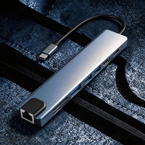 【10 في 1】 قاعدة توصيل USB-C، HDMI 4K@30 هرتز، RJ45، SD/TF، ​​100W PD، USB3.0، USB2.0x3، USB-C، OTG، التوصيل والتشغيل، نقل بيانات عالي السرعة 5 جيجابت في الثانية، متوافق مع MacBook، Surface، XPS، Dell، HP، Lenovo، الكمبيوتر الشخصي، الكمبيوتر المحمول، iPhon in Kuwait