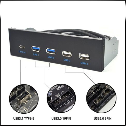 اللوحة الأمامية USB 3.1 لسطح المكتب 5.25 بوصة ROM Drive Bay USB3.0/3.1 19Pin إلى 1 قطعة USB TypeC + 2xUSB3.0 + 2 قطعة USB2.0 Hub in Kuwait