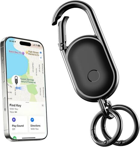Keychain,Key Finder Built-in Anti-Loss Tracker,Works with Apple Find My (iOS Only), Tracker Tag Locator for Keys,Luggage,Backpack,and More, Sound Alert & Global Tracking, Black in Kuwait