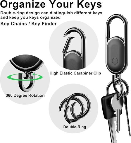 Keychain,Key Finder Built-in Anti-Loss Tracker,Works with Apple Find My (iOS Only), Tracker Tag Locator for Keys,Luggage,Backpack,and More, Sound Alert & Global Tracking, Black in Kuwait