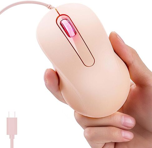 Wired Mouse Type C Interface, Silent Portable Ergonomic Lightweight Wired Optical Travel Small Mice Plug & Play, for Laptop Tablet Smartphone PC, Home Office, Kids Boys Girls Men Women Gift (Pink) in Kuwait