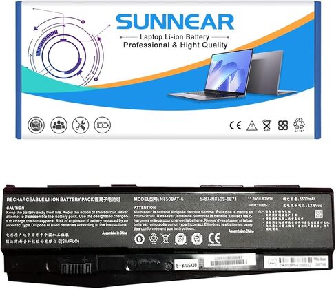 N850BAT-6 62Wh استبدال بطارية لأجهزة الكمبيوتر المحمول CLEVO N870 N870HK Z6-KP Z6-KP5GT Z7M-KP Z7M-KP7G1 T58-T1 T6TI Series 6-87-N850S-6E71 6-87-N850S-4U41 5500 مللي أمبير 11.1 فولت in Kuwait