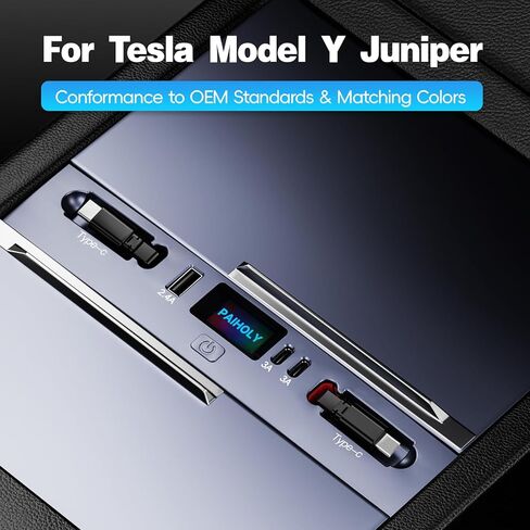 محور شاحن سيارة لسيارة Tesla Model Y Juniper 2025 2026 /Model 3 Highland 2024 2025، كابل قابل للسحب سريع لشاحن هاتف السيارة، ملحقات وحدة التحكم المركزية in Kuwait