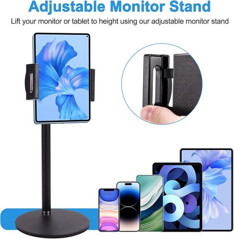 Adjustable Monitor Stand Portable Tablet Holder Up to 25Cm Standing Tablet Bracket Desk Mount A in Kuwait
