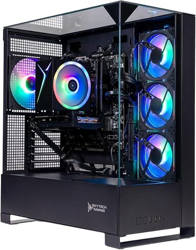 كمبيوتر الألعاب Skytech Gaming Shadow 5، AMD Ryzen 7 7700 3.8 جيجا هرتز، NVIDIA RTX 5060 Ti 8 جيجا بايت VRAM، 1 تيرابايت NVMe SSD، 16 جيجا DDR5 RAM 6000، 750 وات ذهبي PSU، WI-FI 5، Windows 11، سطح المكتب in Kuwait